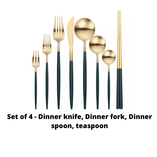 Luxury Green and gold flatware - Little Marylebone