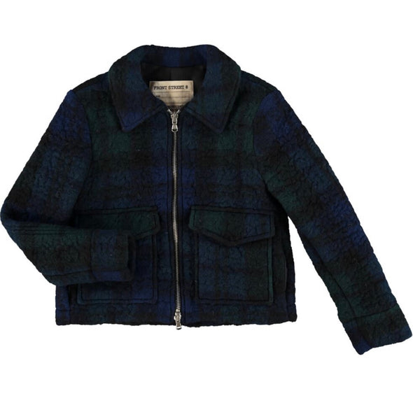 Front Street 8 Blue check Wool Jacket - Little Marylebone