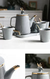 Luxury Slate Colour Porcelain Tea Coffee set with fine gold detail - Little Marylebone